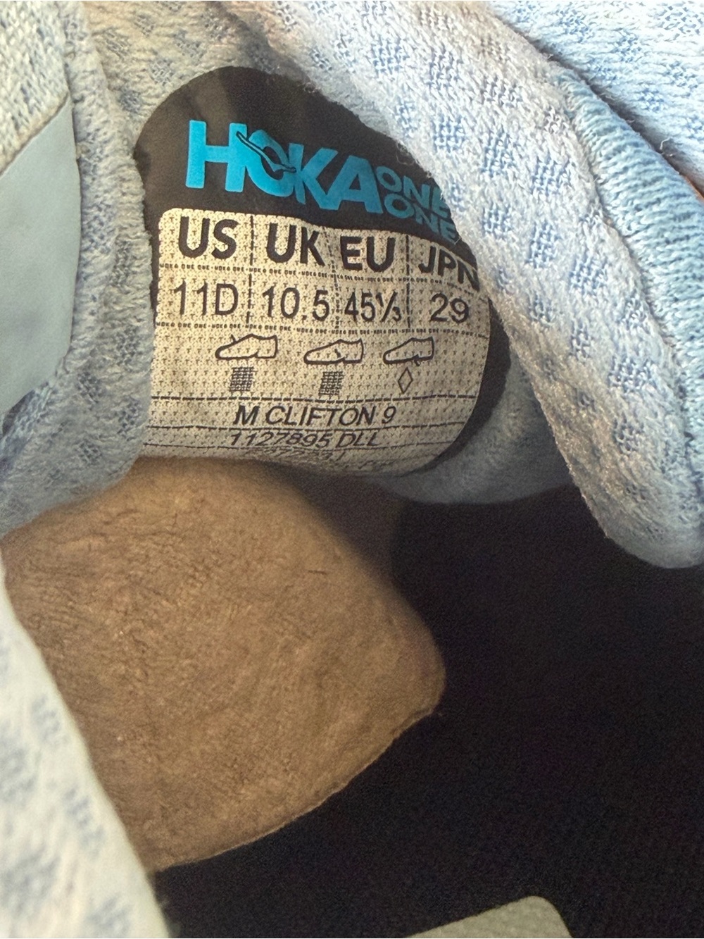Hoka Clifton 9 Dusk Blue Men’s Athletic Shoes Size 11 - Picture 9 of 9
